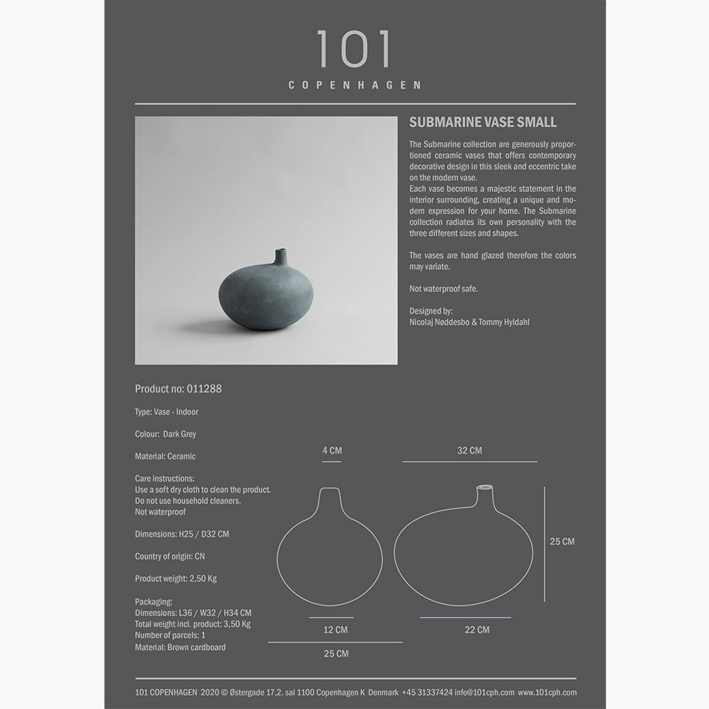 Submarine Vase - Small - Dark Grey (  DP )